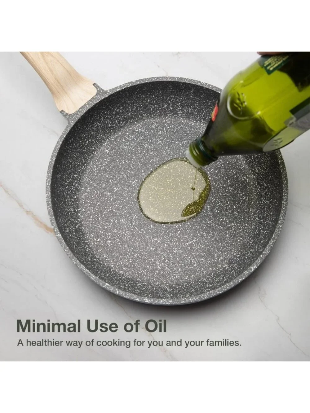 Nonstick Granite Frying Pan - 8-Inch Egg & Omelet Skillet, PFOA Free, Induction